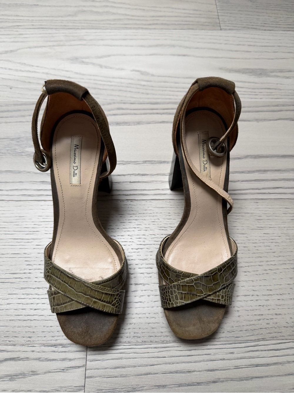 Massimo dutti green platform heeled sandals